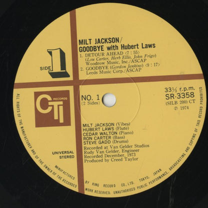 Milt Jackson / ミルト・ジャクソン / Goodbye (SR3358)