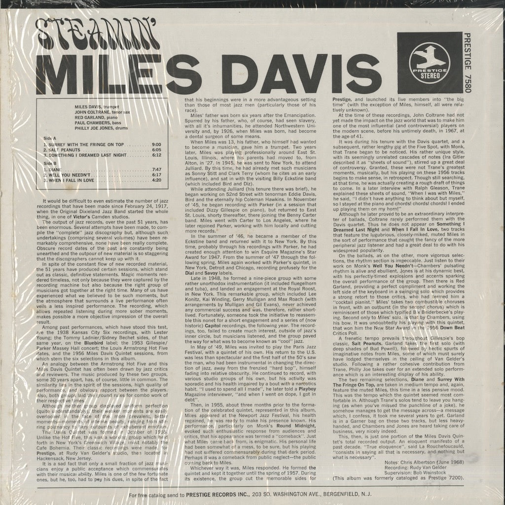 Miles Davis / マイルス・デイヴィス / Steamin' (PRST 7580)