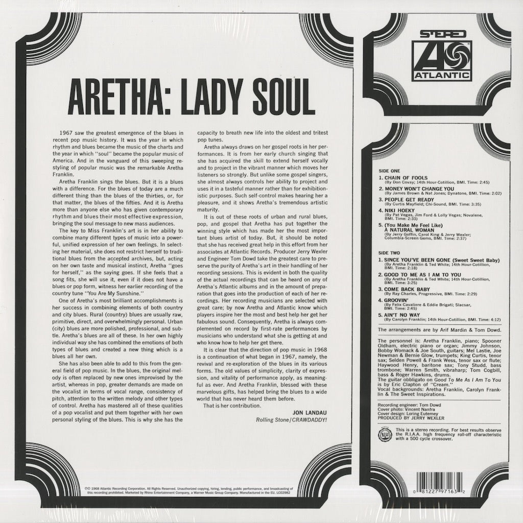 Aretha Franklin / アレサ・フランクリン / Lady Soul - 180g (8122797163)