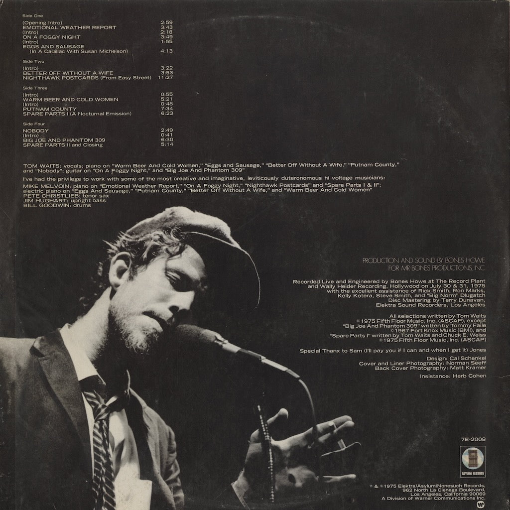 Tom Waits - Nighthawks At The Dinner (7E-2008) LP 1975 US Asylum｜中古LP