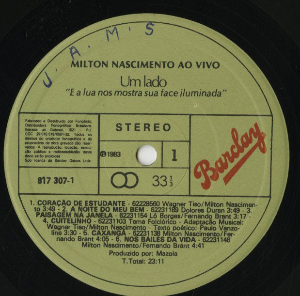 Milton Nascimento / ミルトン・ナシメント / Ao Vivo (817 307-1)
