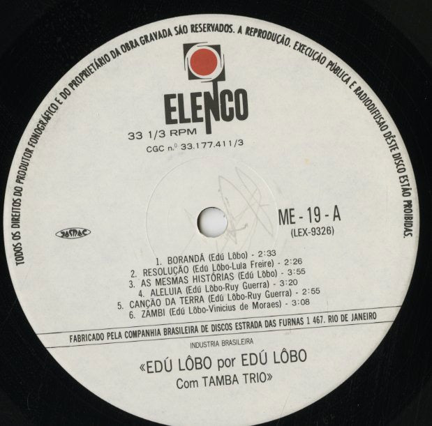 Edu Lobo / エドゥ・ロボ / Edu Lobo por Edu Lobo with the Tamba Trio (SFX-5039)