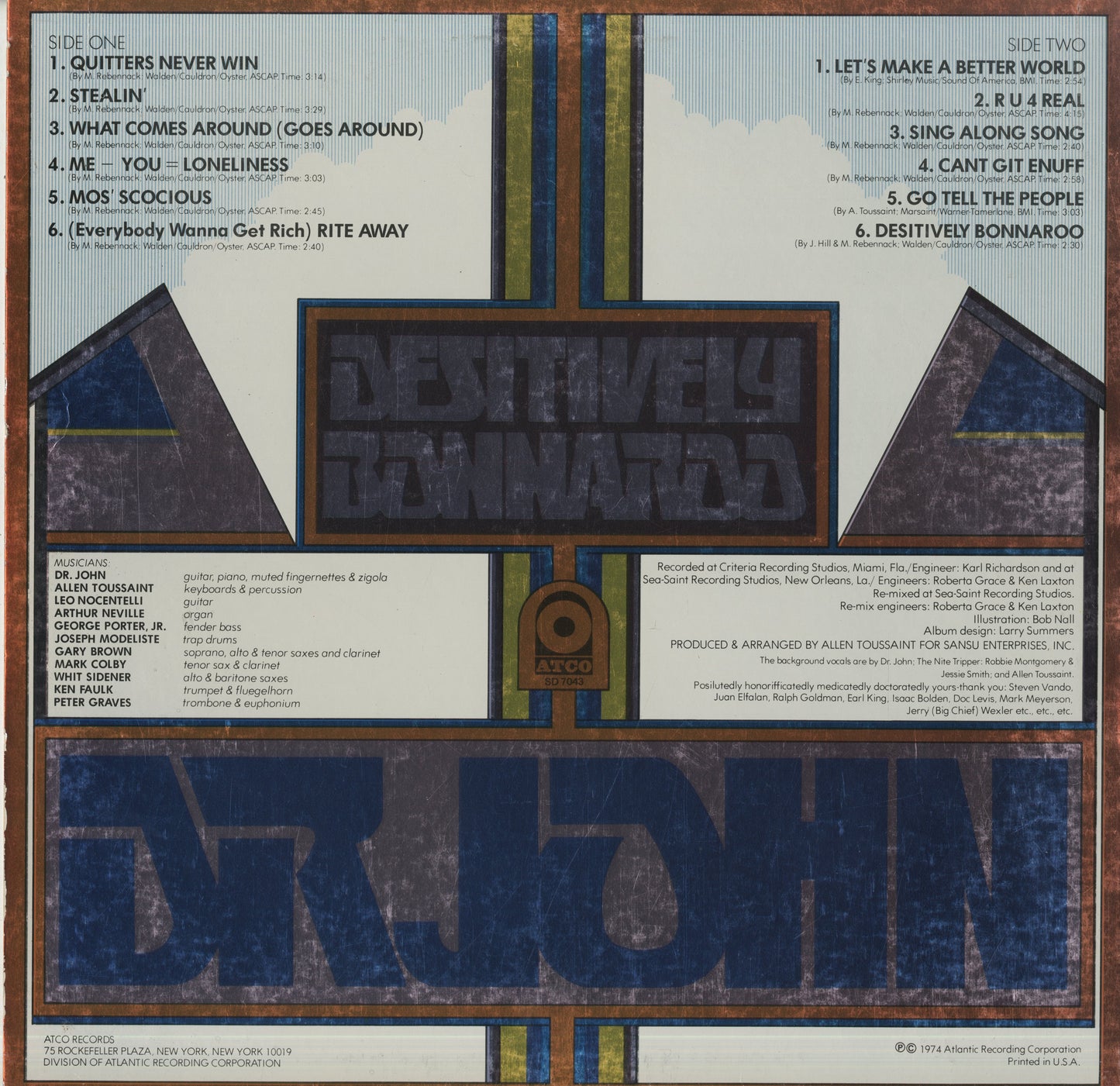 Dr. John - Desitively Bonnaroo (SD 7043) LP 1974 US ATCO｜中古LP