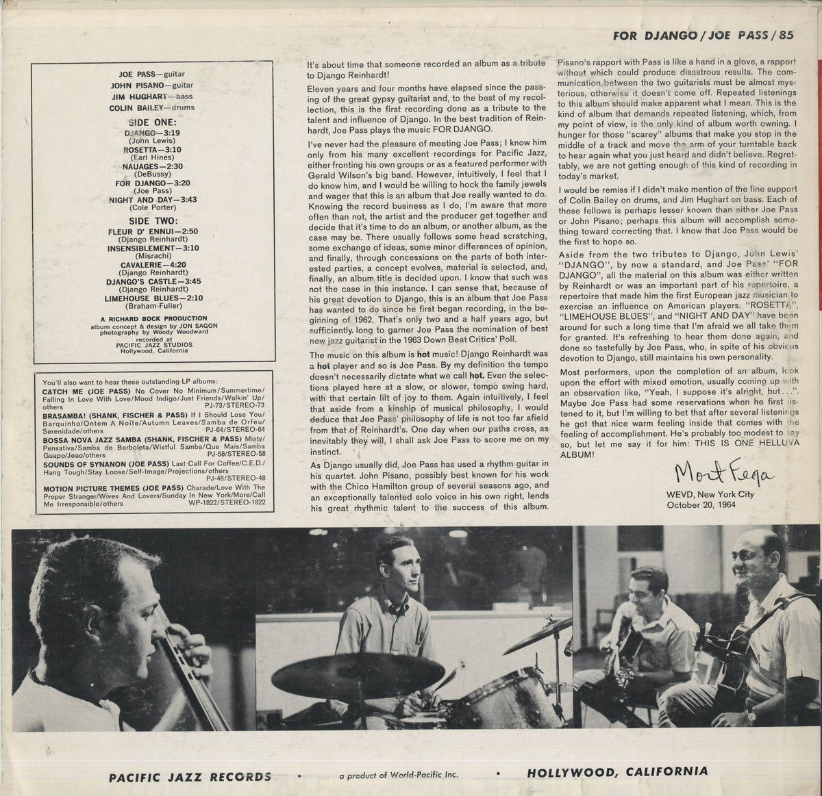 Joe Pass / ジョー・パス / For Django (ST-85)