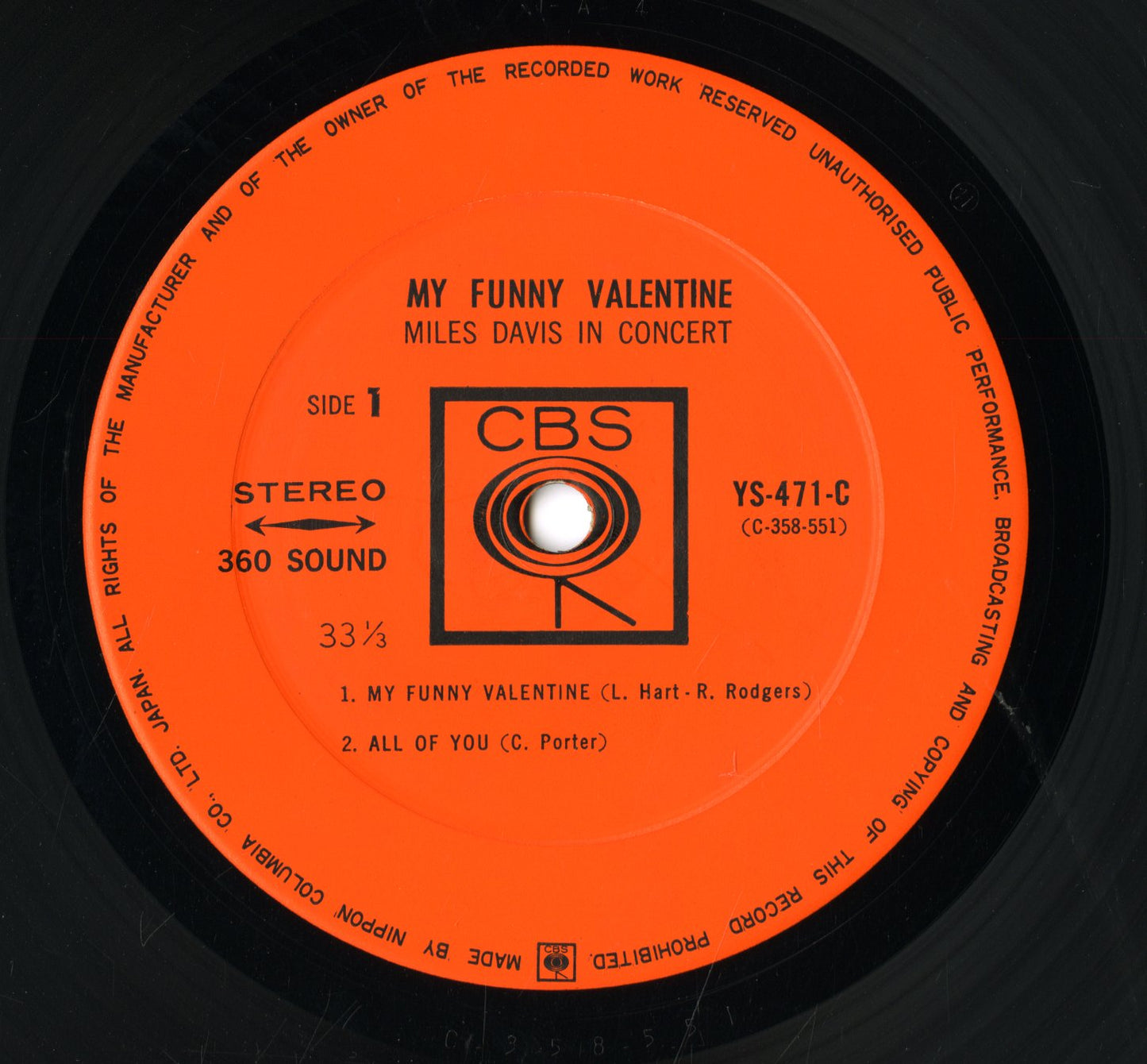 Miles Davis / マイルス・デイヴィス / My Funny Valentine - Miles Davis In Concert (YS-471-C)