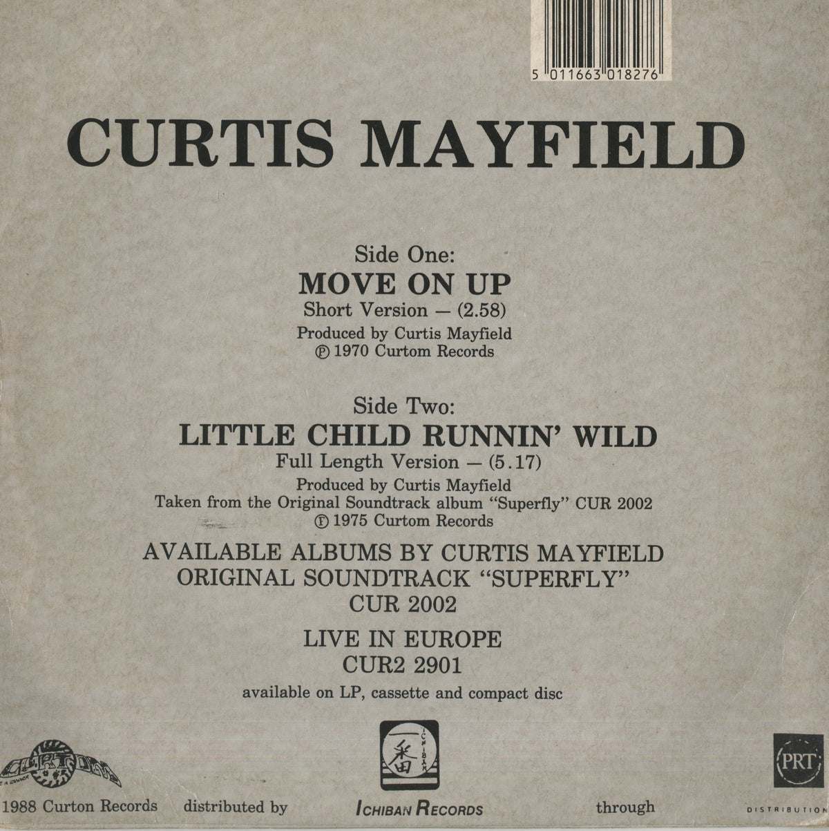 Curtis Mayfield / カーティス・メイフィールド / Move On Up -7 (7 CUR 101)