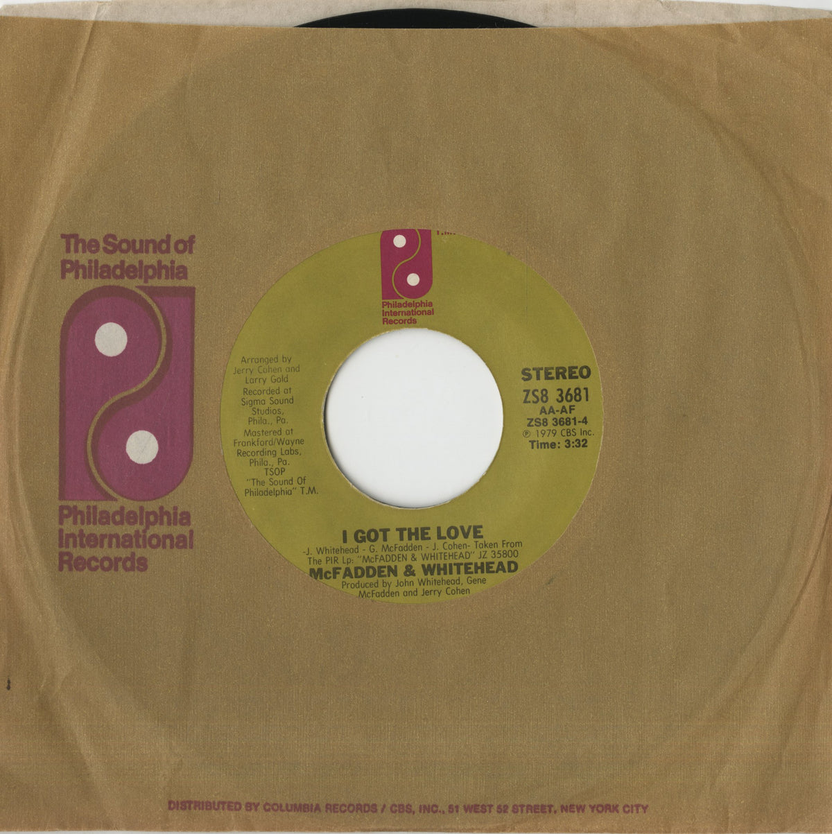 Mcfadden & Whitehead / マクファッデン＆ホワイトヘッド / Ain’t No Stopping Us Now -7 (ZS8 3681)