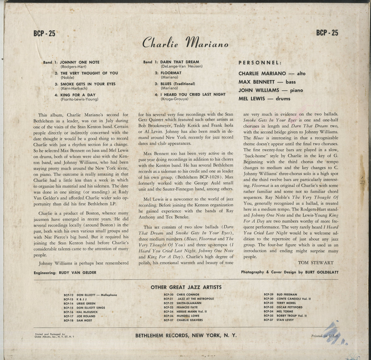Charlie Mariano / チャーリー・マリアーノ / Charlie Mariano (BCP-25)