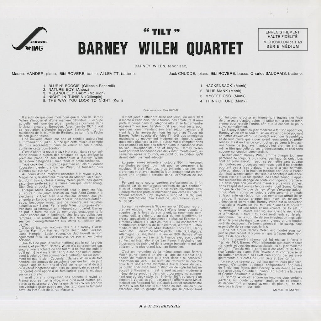 Barney Wilen / バルネ・ウィラン / Tilt (LDM. 30.058)