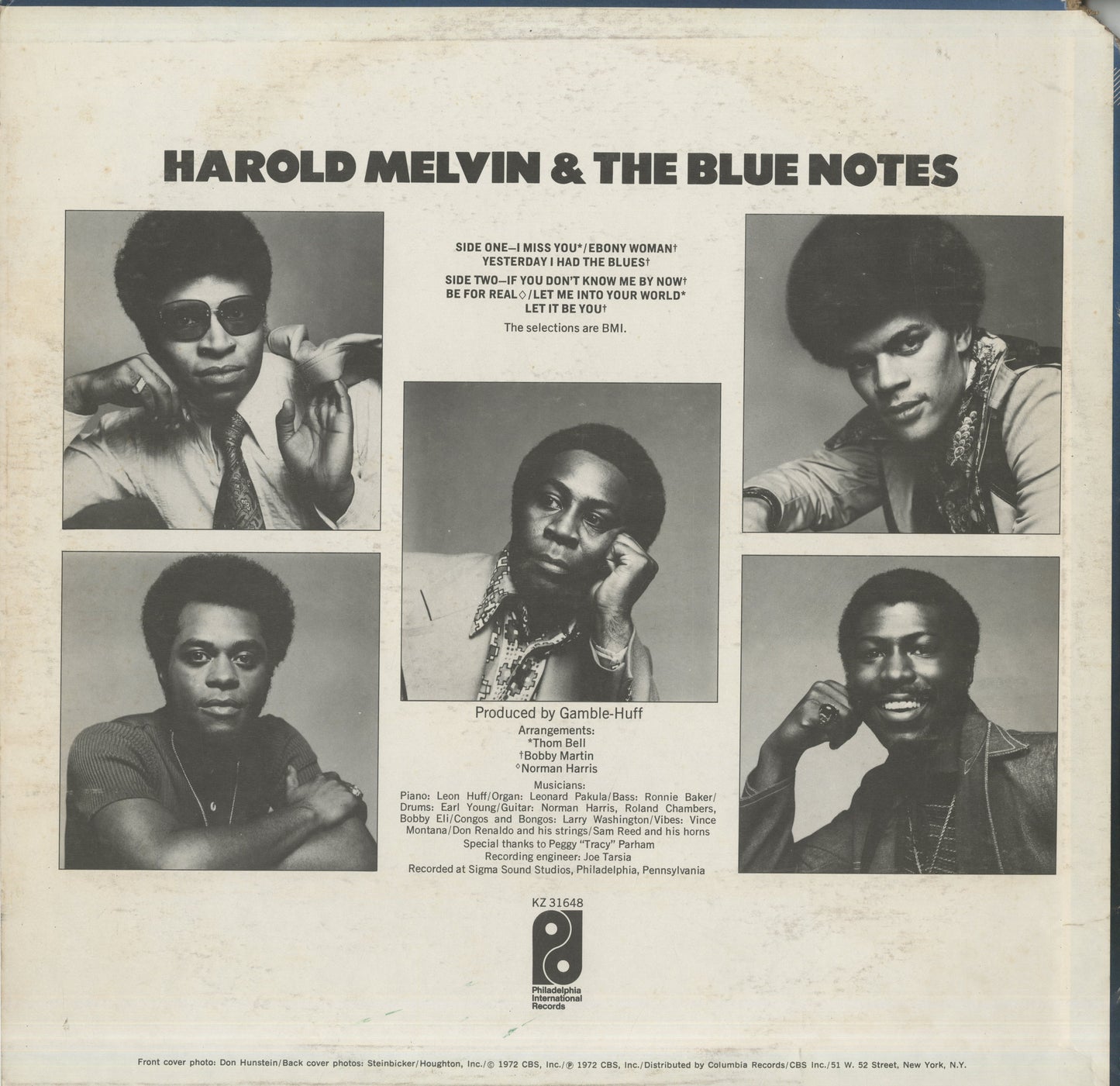 Harold Melvin & The Blue Notes / ハロルド・メルヴィン・アンド・ザ・ブルーノーツ / I Miss You (KZ 31648)