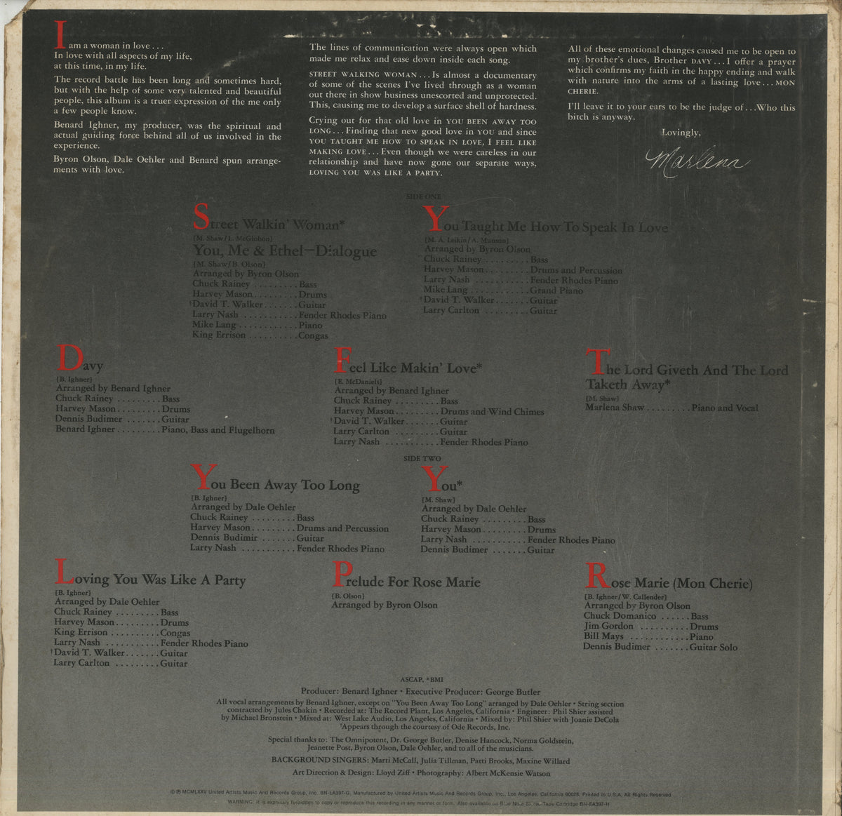 Marlena Shaw / マリーナ・ショウ / Who Is This Bitch, Anyway? (BN-LA397-G)