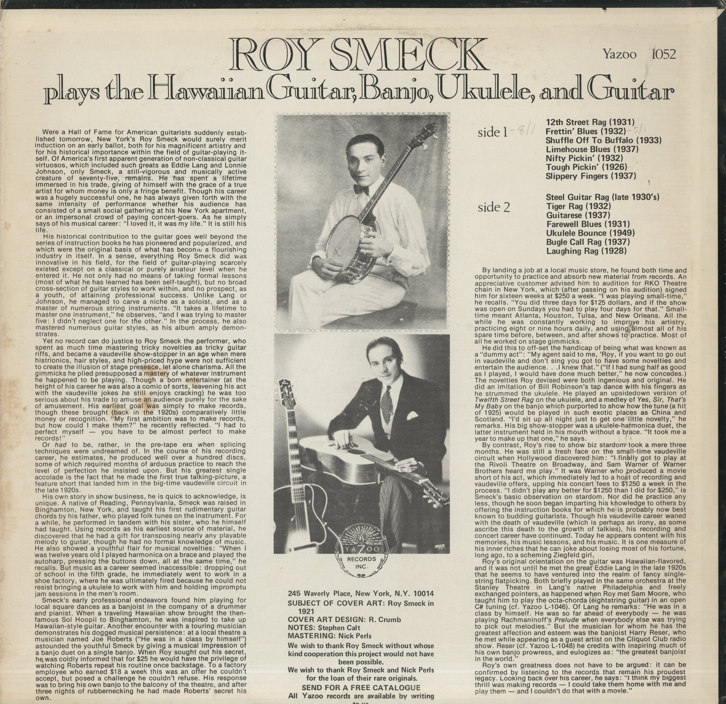 Roy Smeck / ロイ・スメック / Plays Hawaiian Guitar Banjo Ukulele And Guitar (L-1052)