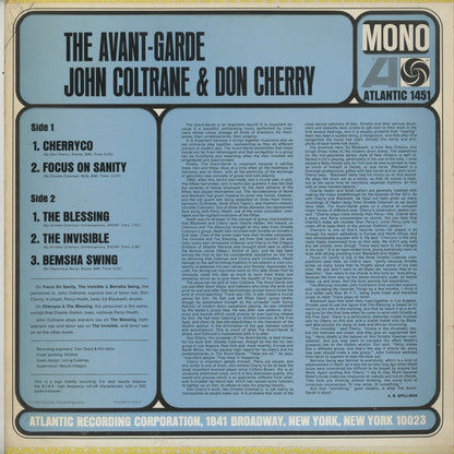 John Coltrane - Don Cherry / ジョン・コルトレーン　ドン・チェリー / The Avant-Garde (1451) MONO盤