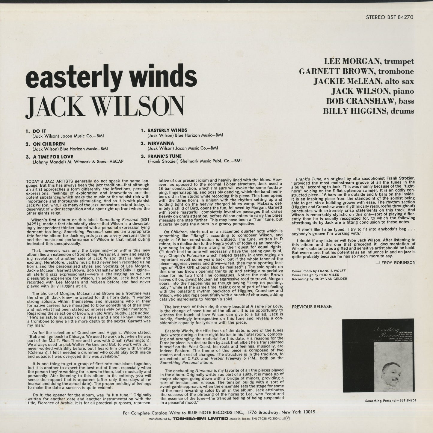 Jack Wilson / ジャック・ウィルソン / Easterly Winds (BNJ 71038)