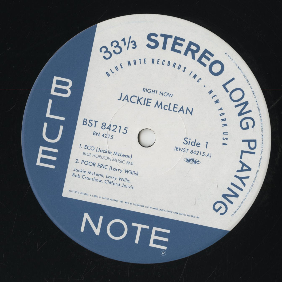 Jackie McLean - Right Now! (BN 4215) LP 1991 JPN Blue Note - Toshiba｜中古LP