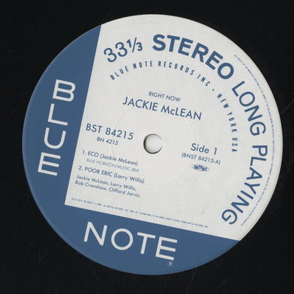 Jackie McLean - Right Now! (BN 4215) LP 1991 JPN Blue Note - Toshiba｜中古LP