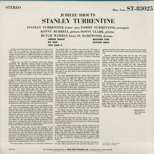 Stanley Turrentine – Jubilee Shouts (GXF 3025) 1978 JPN Blue Note｜中古LP