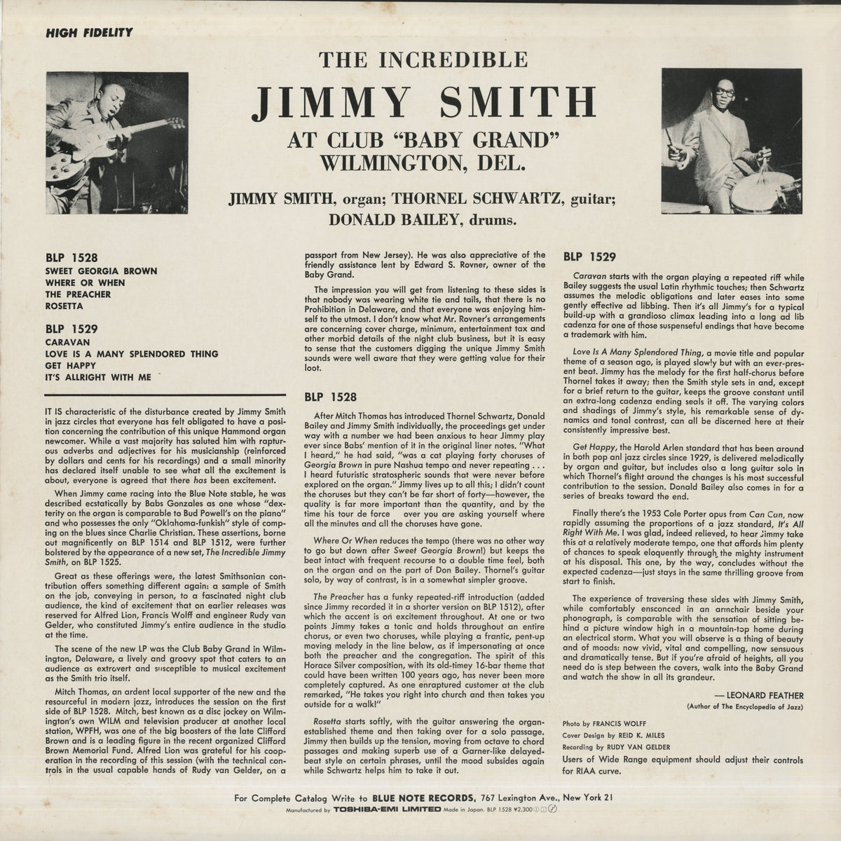 Jimmy Smith - At Club Baby Grand Wilmington Delaware (BN 1528) LP 1983 JPN Blue Note｜中古LP