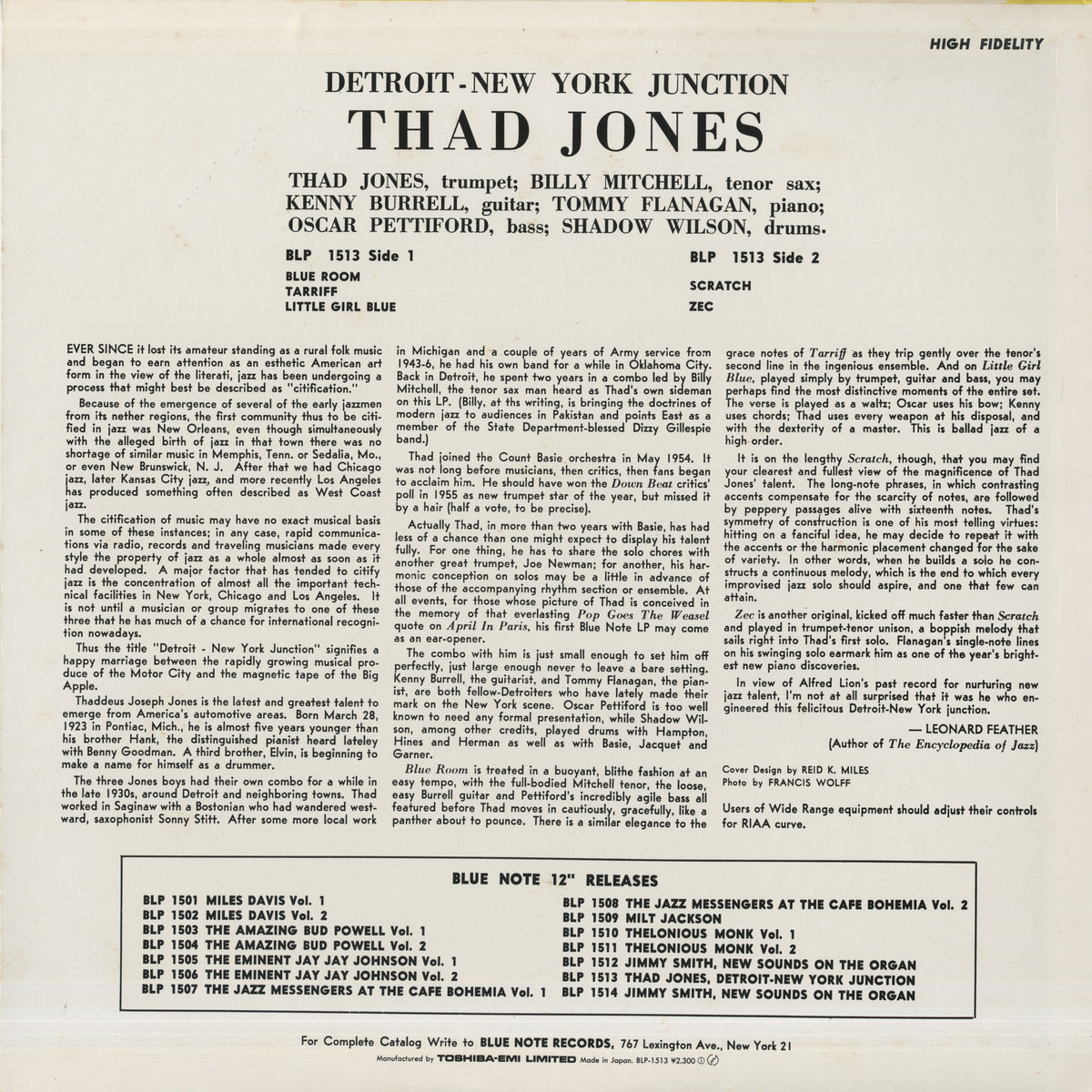 Thad Jones - Detroit-New York Junction (BN 1513) LP 1983 JPN Blue Note｜中古LP