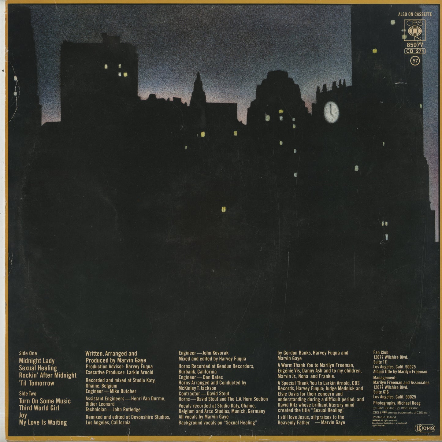Marvin Gaye / マーヴィン・ゲイ / Midnight Love (CBS 85977)
