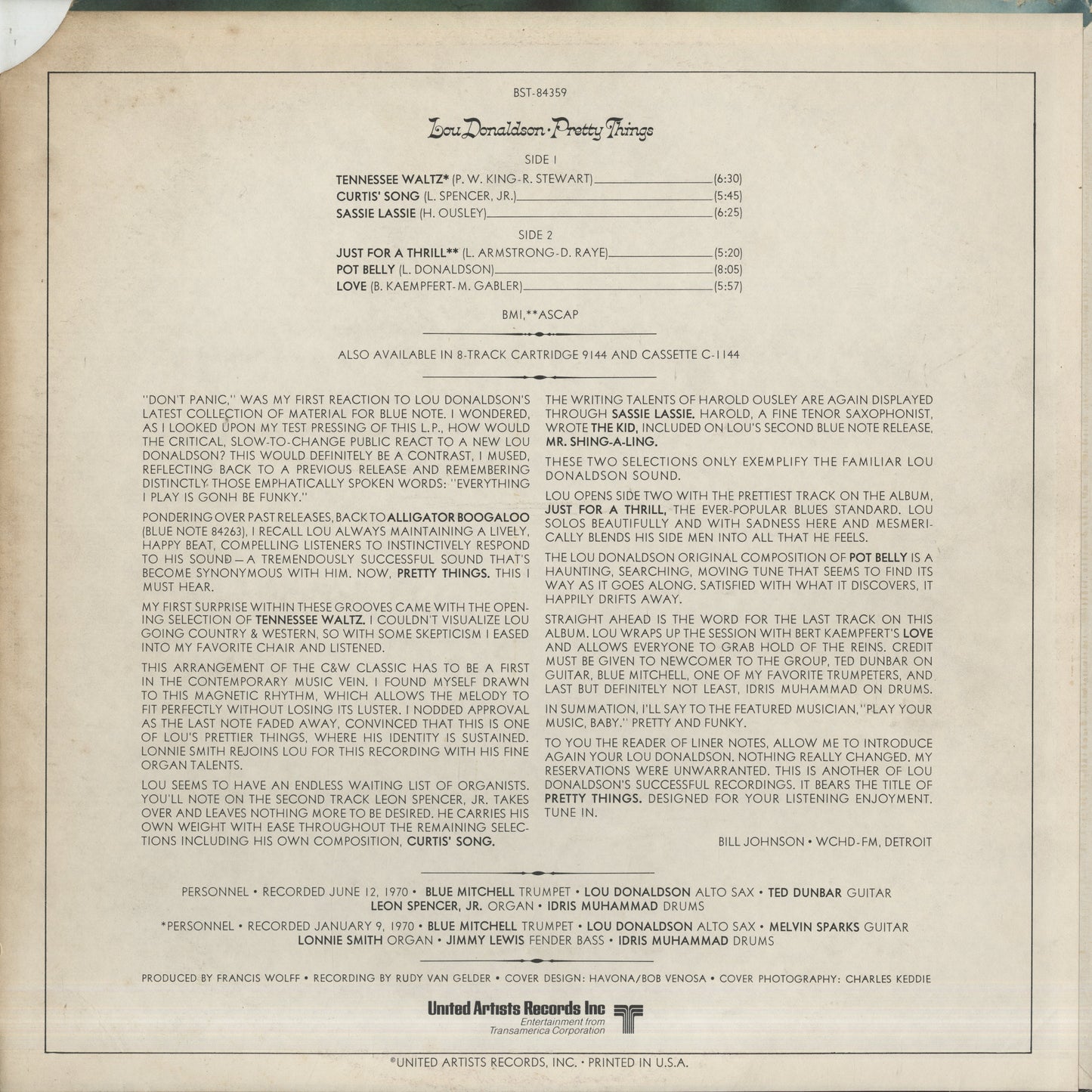 Lou Donaldson / ルー・ドナルドソン / Pretty Things (BST 84259)