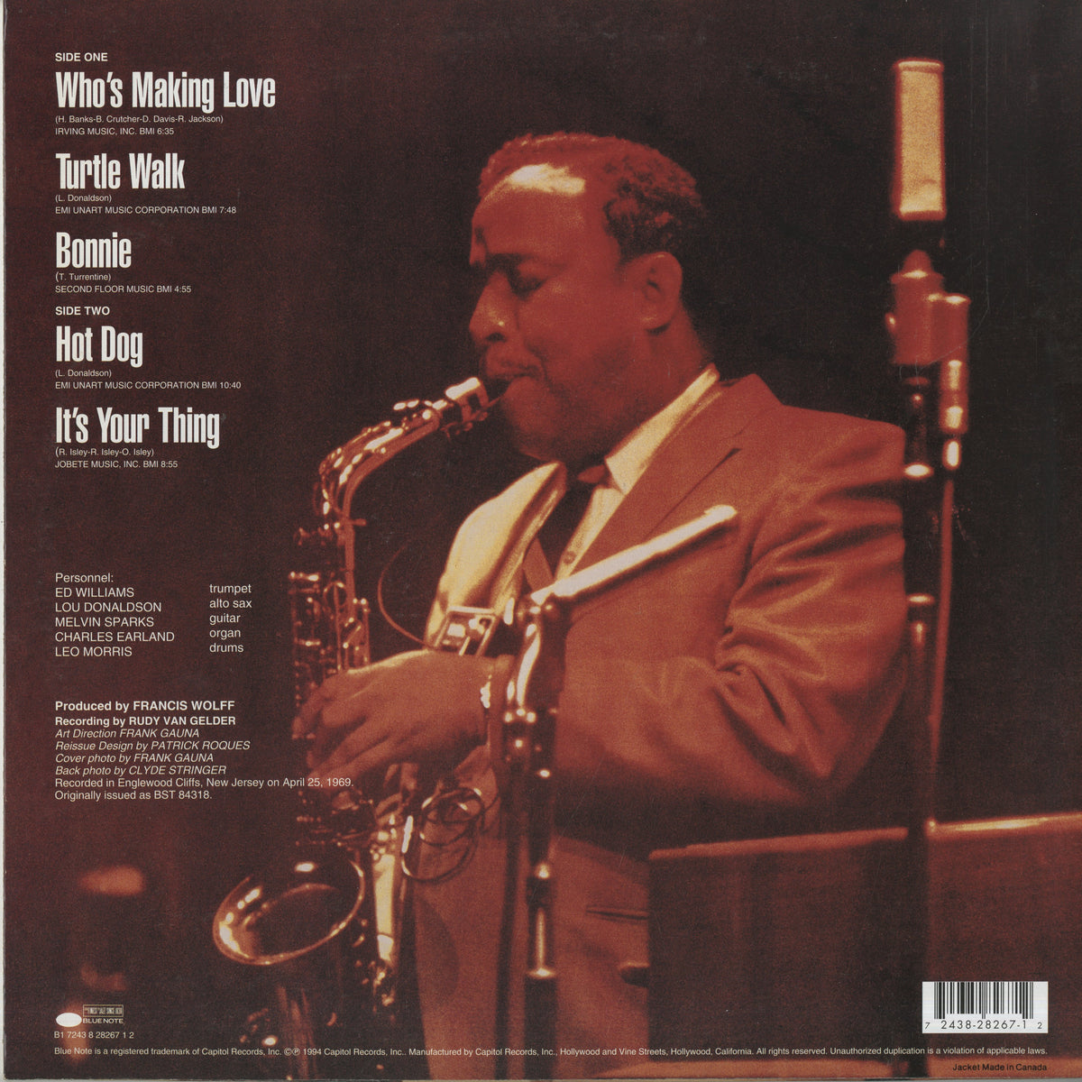 Lou Donaldson / ルー・ドナルドソン / Hot Dog (B1 7243 8 28267 1 2)