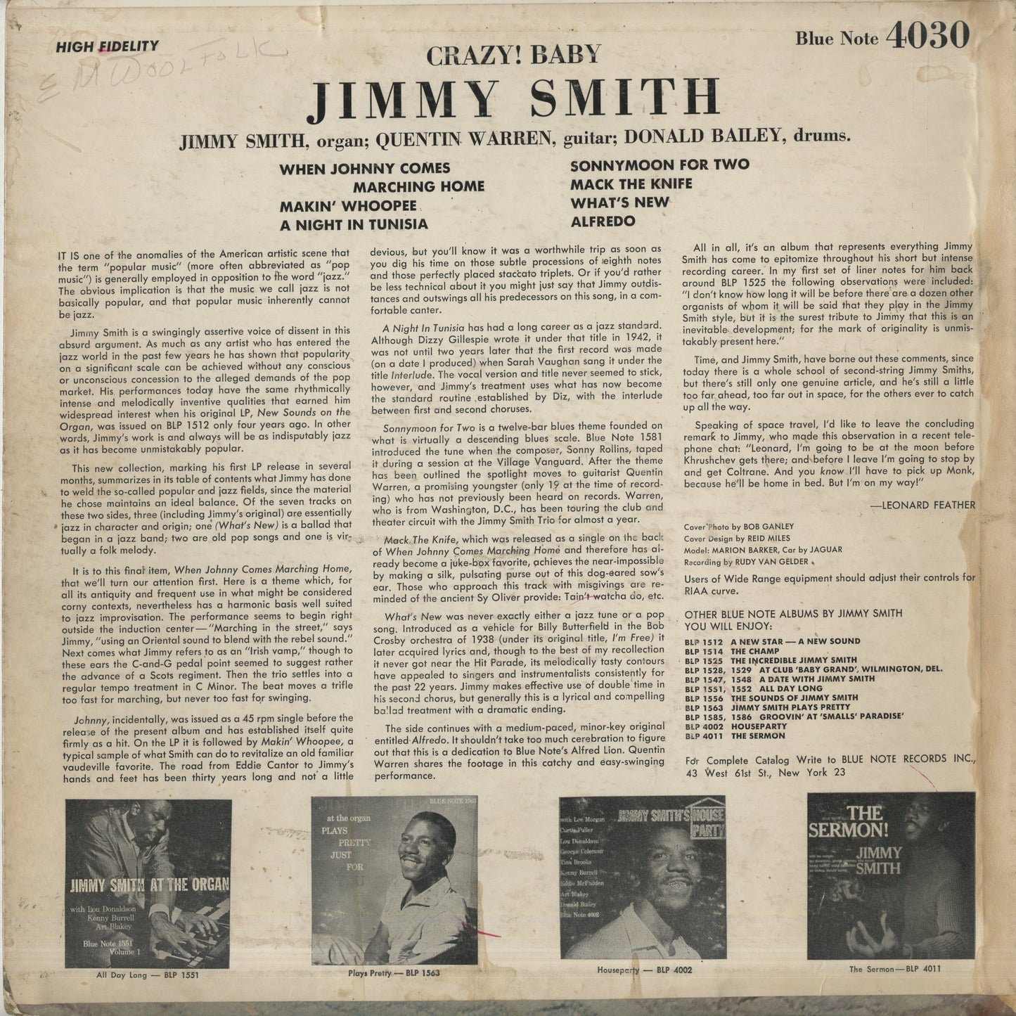 Jimmy Smith / ジミー・スミス / Crazy! Baby (BLP 4030)
