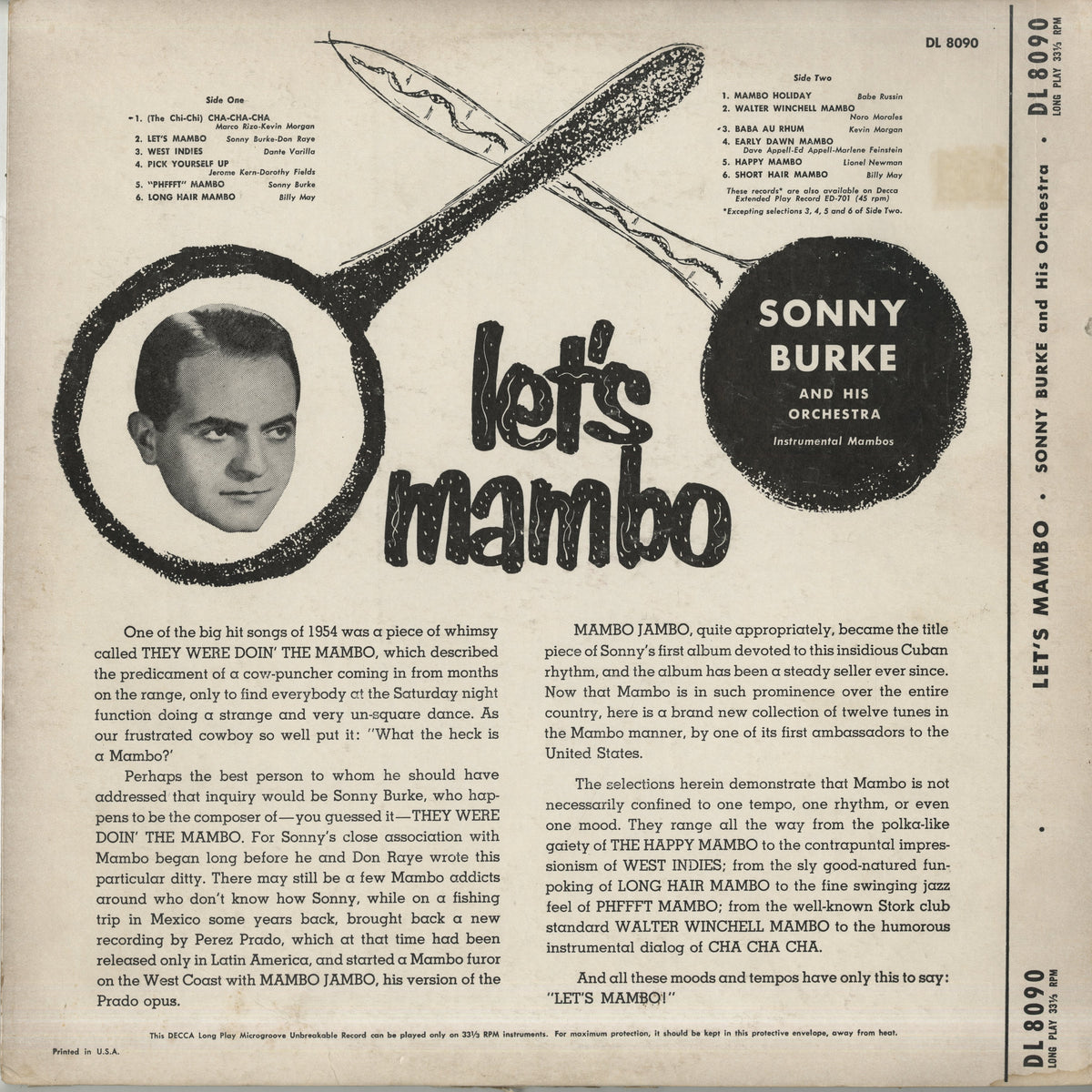 Sonny Burke And His Orchestra  / ソニー・バーク / Let's Mambo(DL 8090)