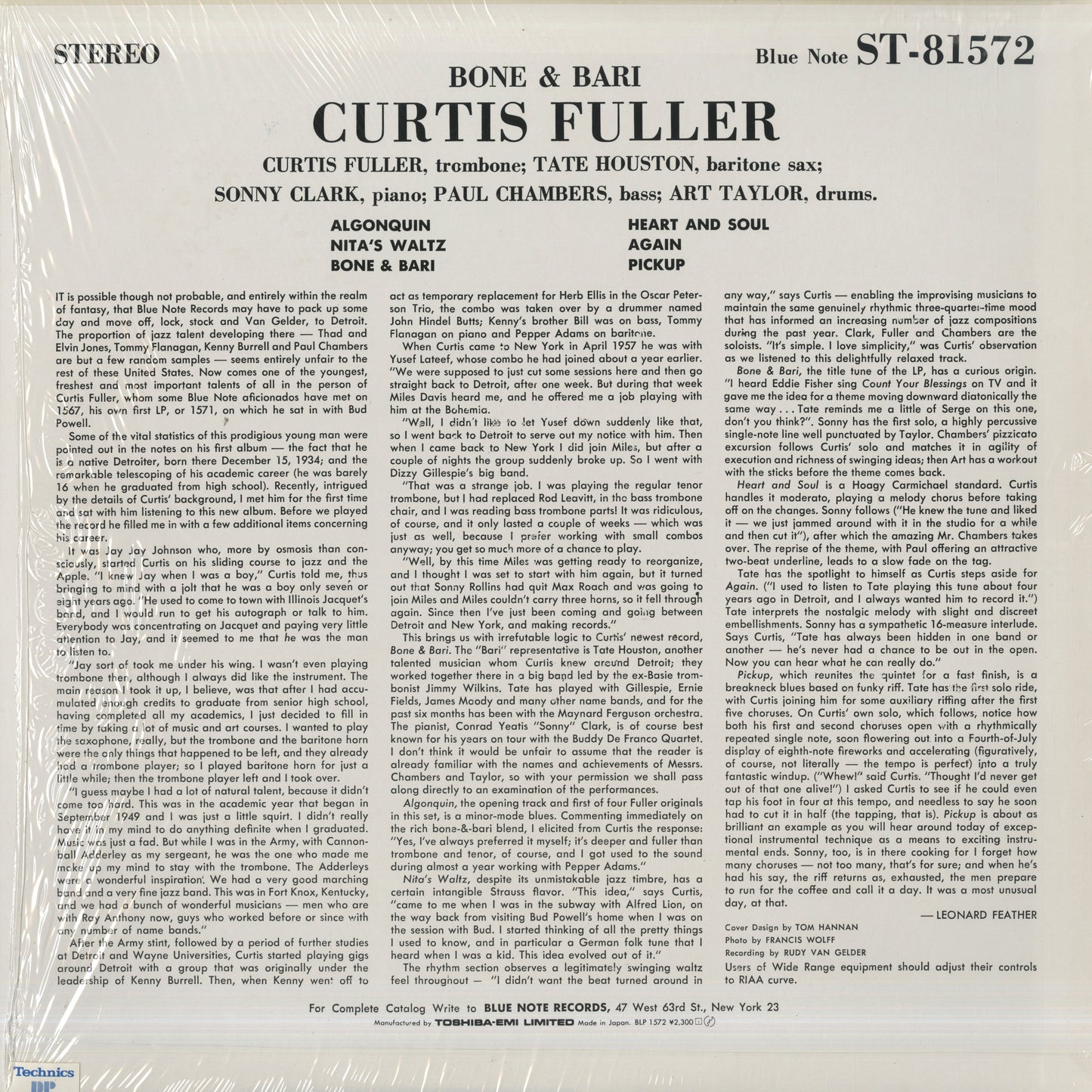 Curtis Fuller / カーティス・フラー / Bone & Bari (BLP 1572)