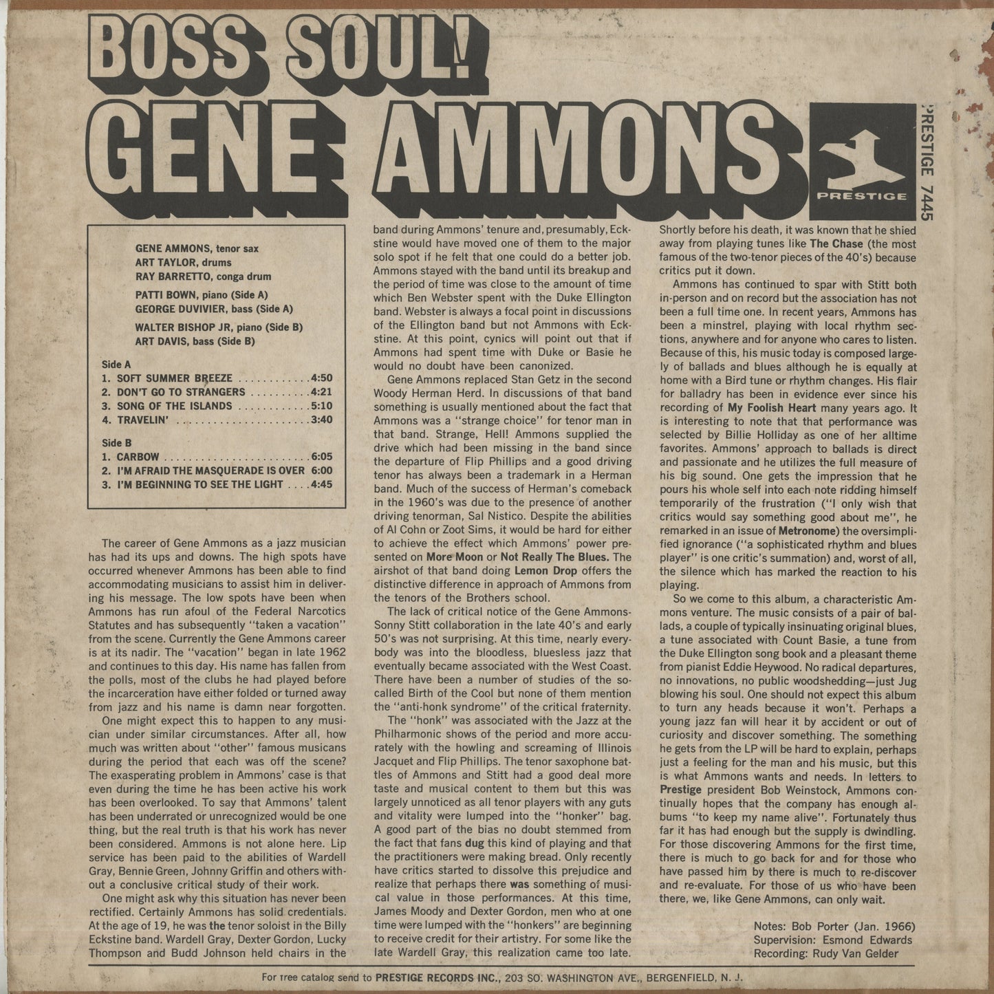 Gene Ammons / ジーン・アモンズ / Boss Soul! (PRT 7445)