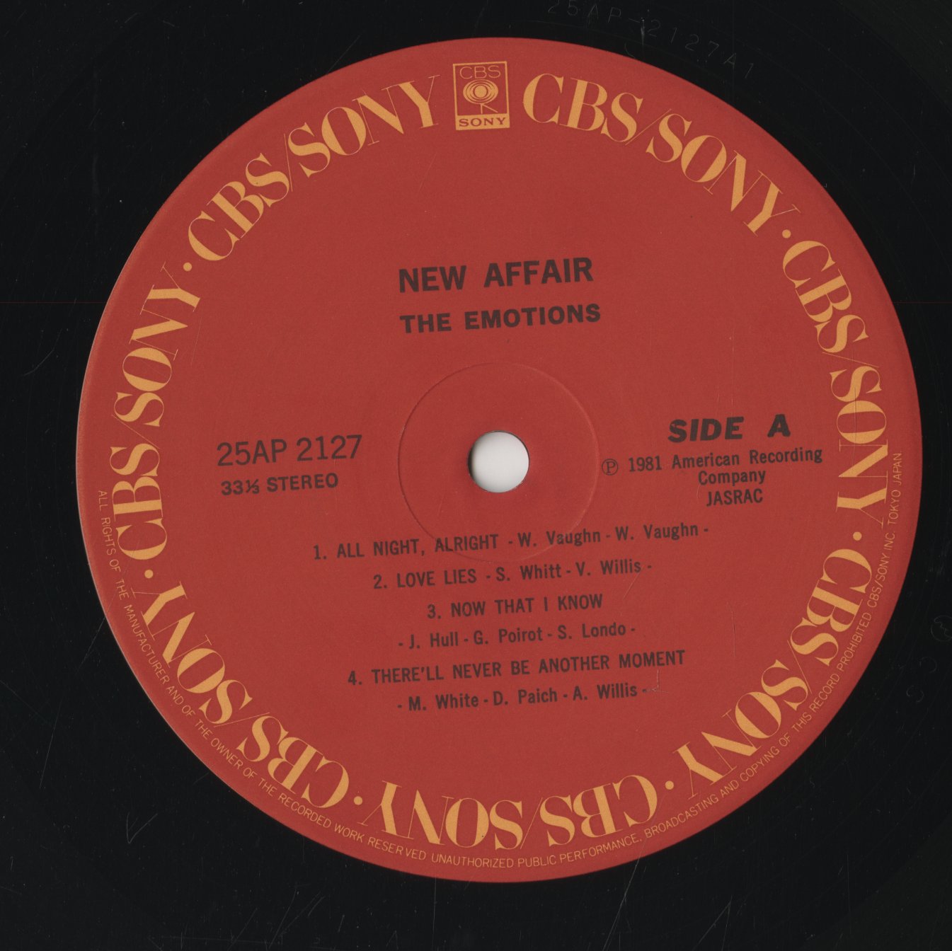The Emotions - New Affair (25AP 2127) 1981 JPN CBS SONY｜中古LP