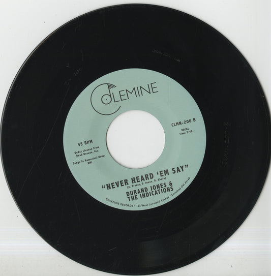 Durand Jones & The Indications – Power To The People, Never Heard 'Em Say" -7 (CLMN-200) US | 新品7inch
