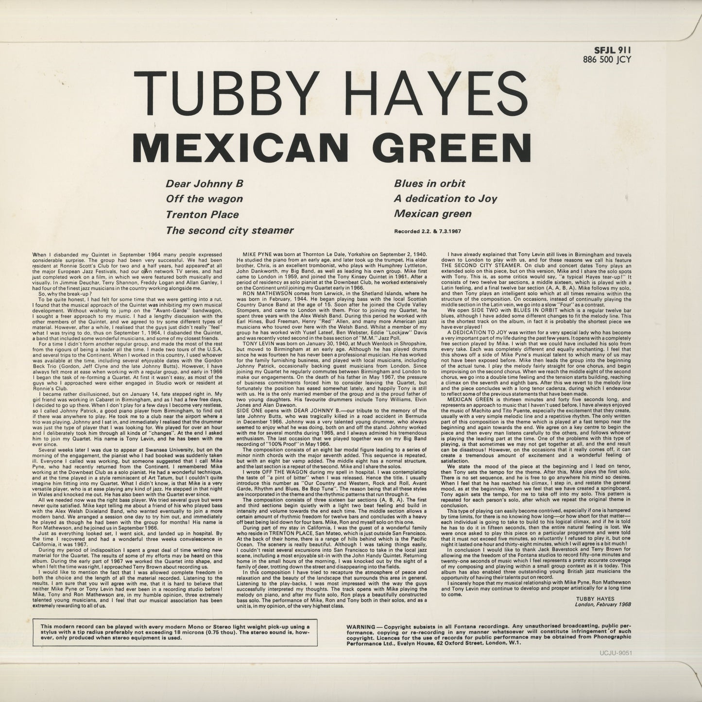 Tubby Hayes / タビー・ヘイズ / Mexican Green (UCJU-9051)