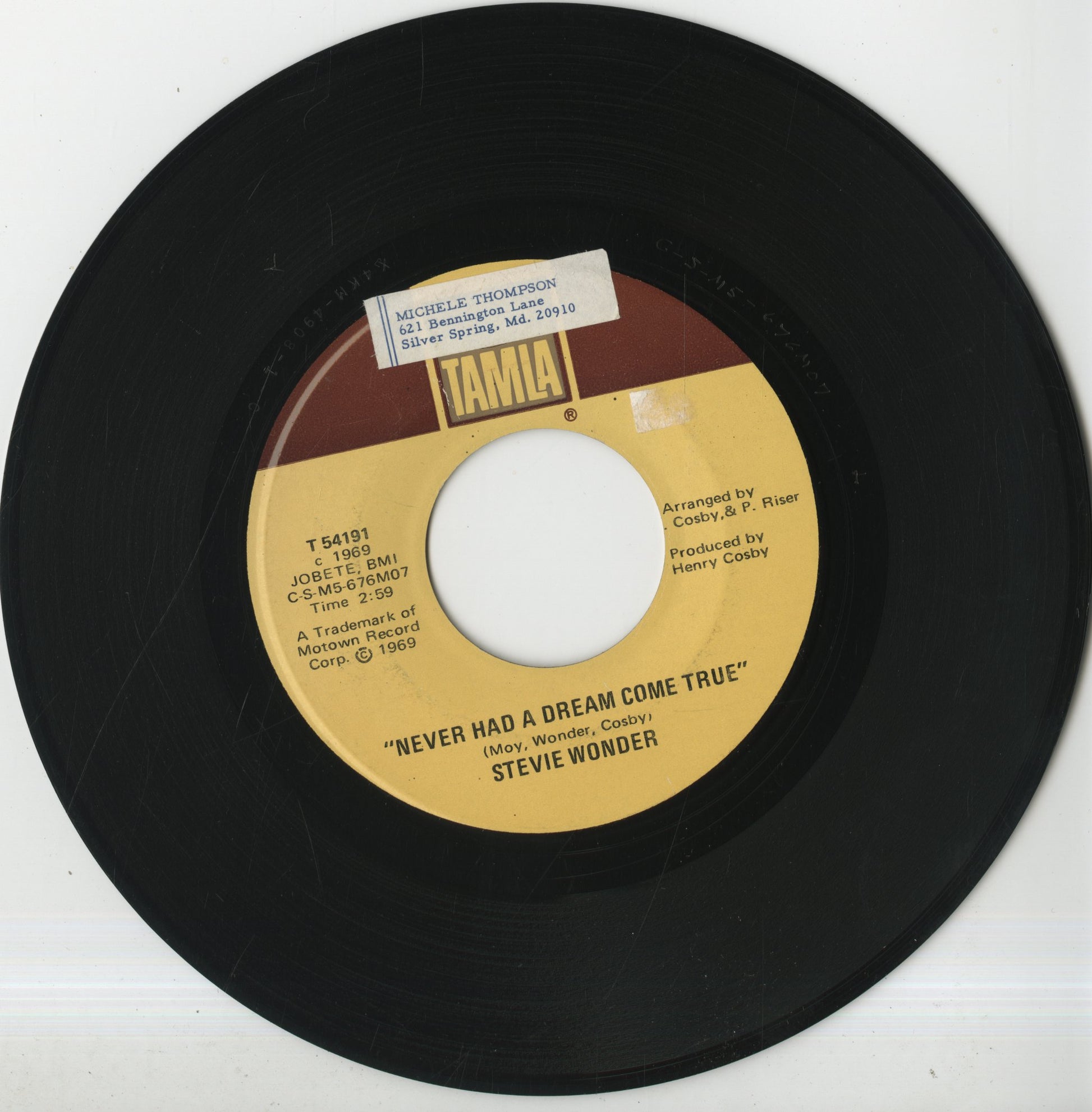 Stevie Wonder - Never Had A Dream Come True / Somebody Knows, Somebody Cares (T 54191) 1969 US Tamla｜中古7inch スティーヴィ・ワンダー