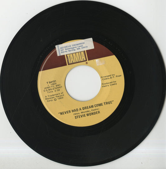 Stevie Wonder - Never Had A Dream Come True / Somebody Knows, Somebody Cares (T 54191) 1969 US Tamla｜中古7inch スティーヴィ・ワンダー