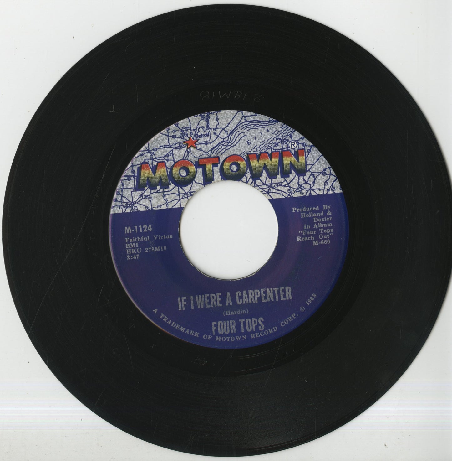 Four Tops - If I Were A Carpenter / Wonderful Baby (M-1124) 1968 US Motown｜中古7inch フォー・トップス
