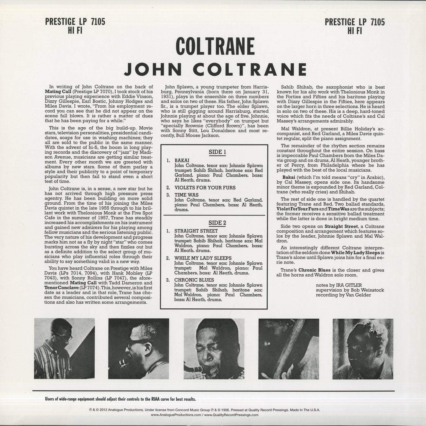 John Coltrane / ジョン・コルトレーン / Coltrane (1957) (PRLP 7105)