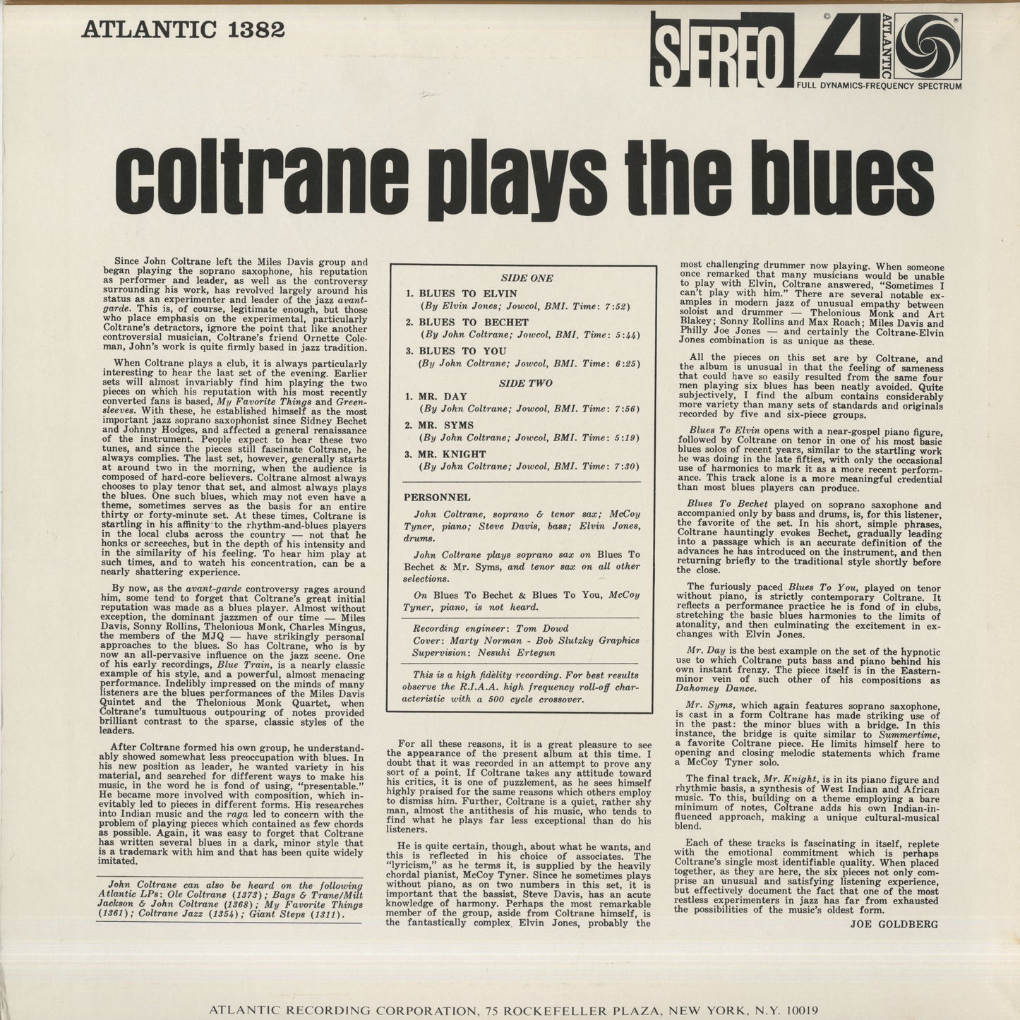 John Coltrane / ジョン・コルトレーン / Coltrane Plays The Blues (P-7504A)