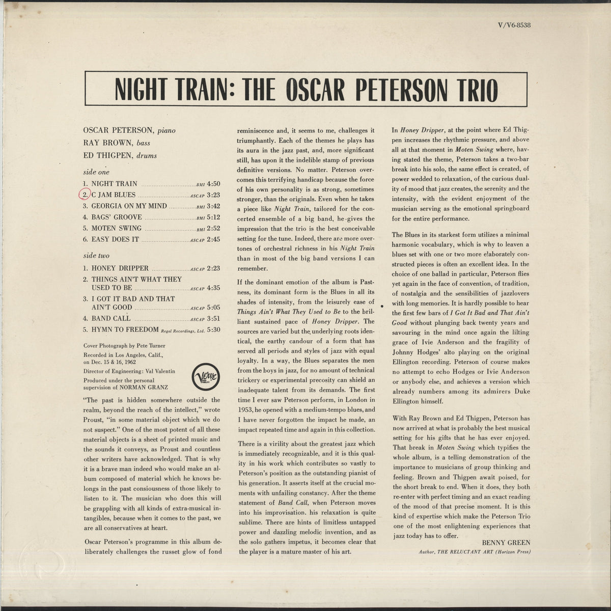 Oscar Peterson Trio / オスカー・ピーターソン / Night Train (V6 8538)