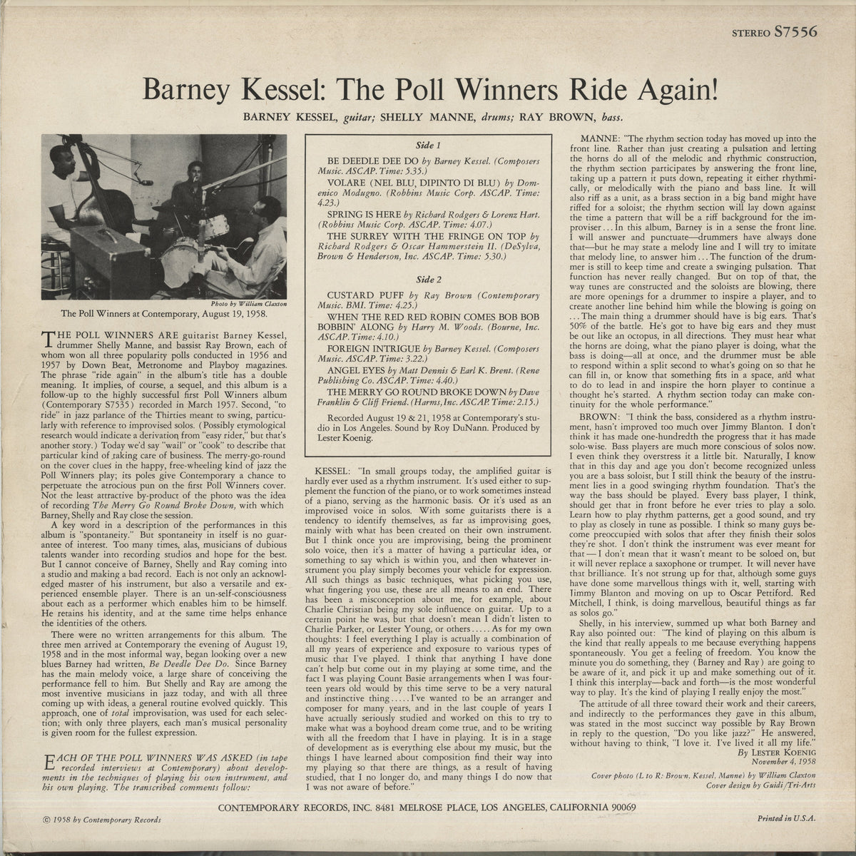 Barney Kessel / バーニー・ケッセル / The Poll Winners Ride Again! (S7556)