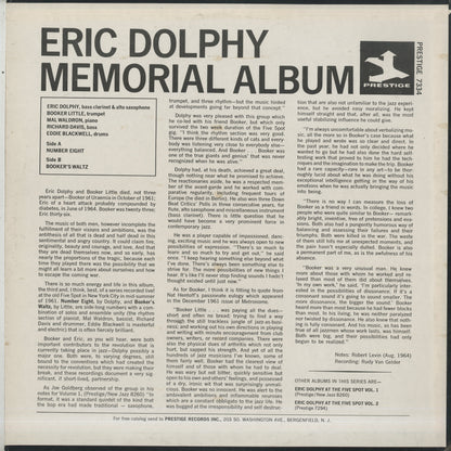 Eric Dolphy / エリック・ドルフィ / Memorial Album Recorded Live At Five Spot (PR 7334) Prestige Navy back