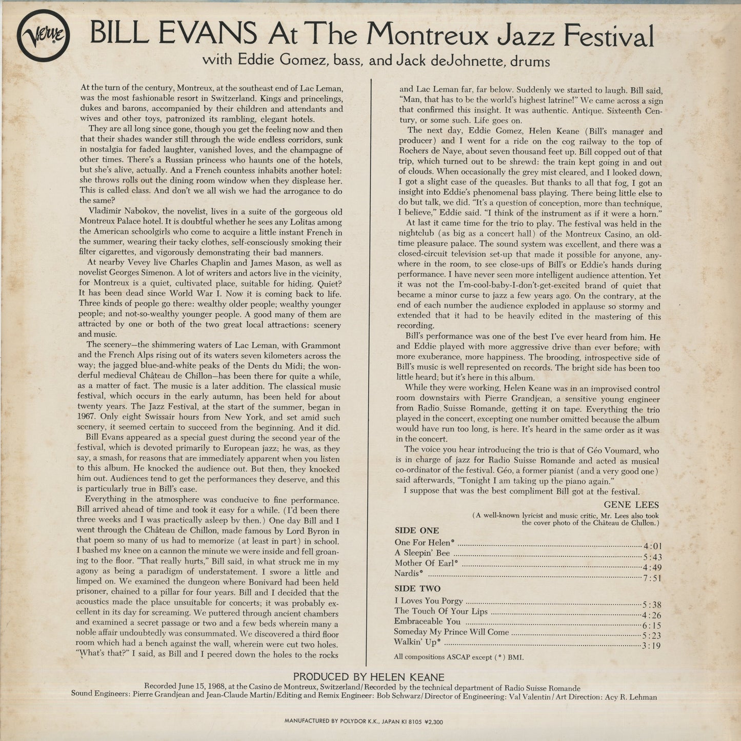 Bill Evans / ビル・エヴァンス / At The Montreux Jazz Festival (23MJ 3031)