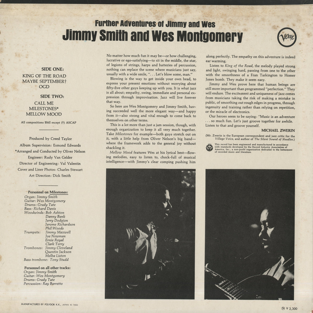 Jimmy Smith And Wes Montgomery / ジミー・スミス　ウェス・モンゴメリー / Further Adventures Of Jimmy And Wes (MV 2090)