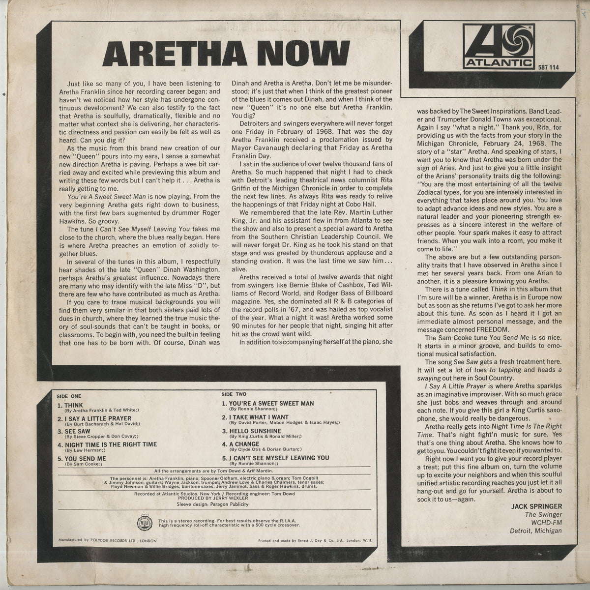 Aretha Franklin / アレサ・フランクリン / Aretha Now (587114)