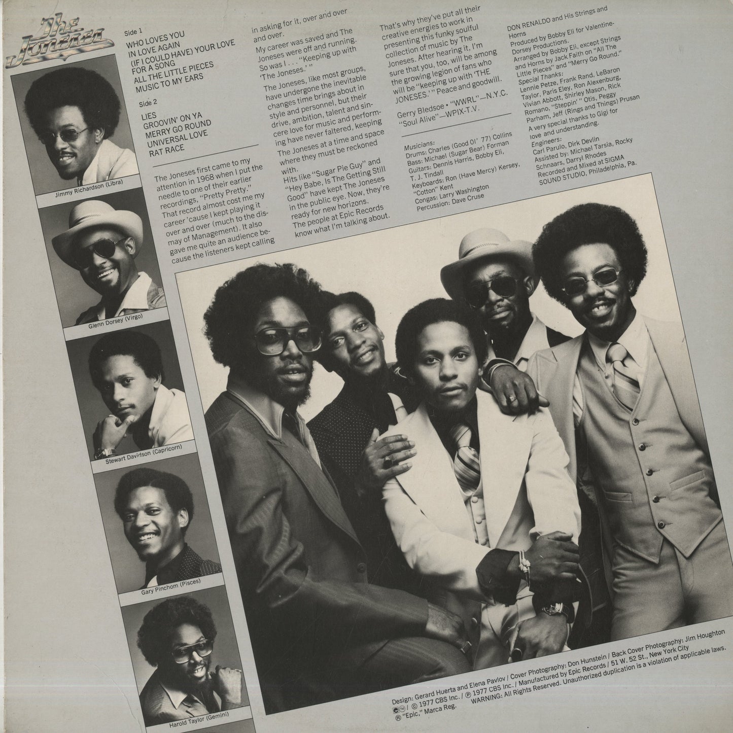 The Joneses - The Joneses (PE 34898) 1977 US Epic｜中古LP