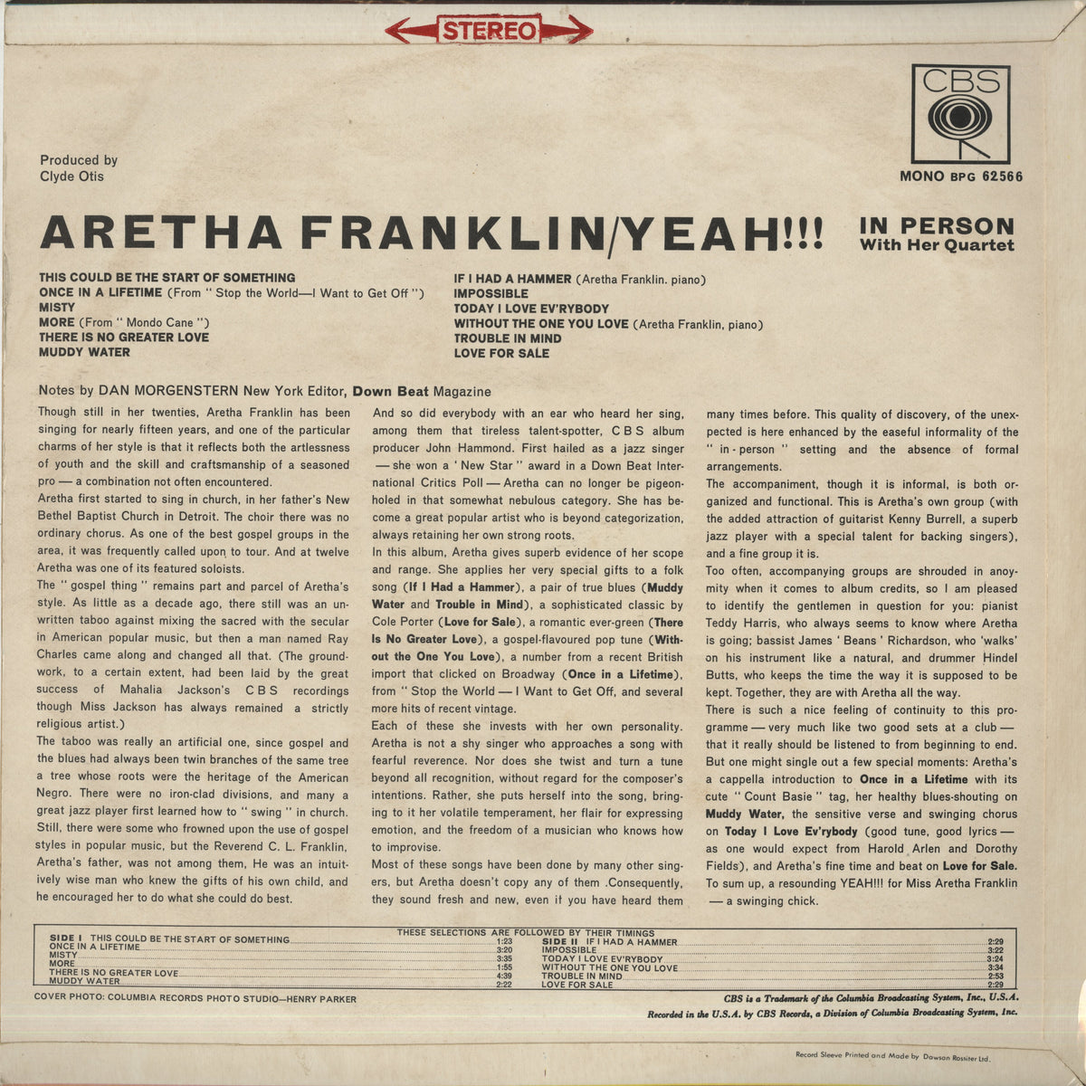 Aretha Franklin / アレサ・フランクリン / Yeah!!! (SBPG 62566)