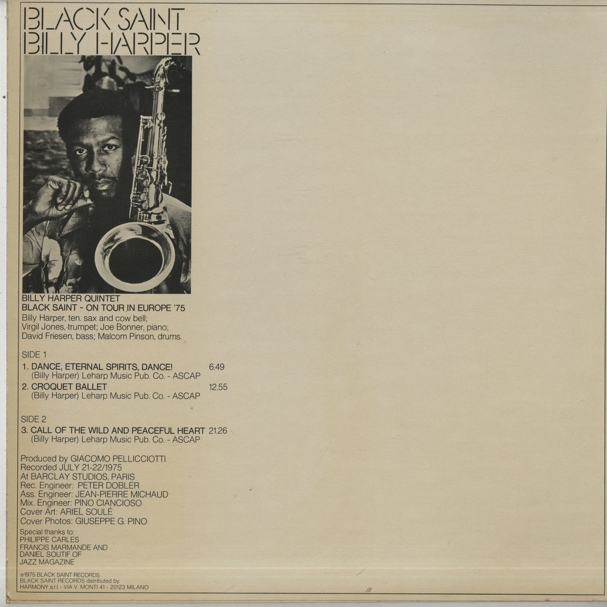 Billy Harper / ビリー・ハーパー / Black Saint (BSR 0001)