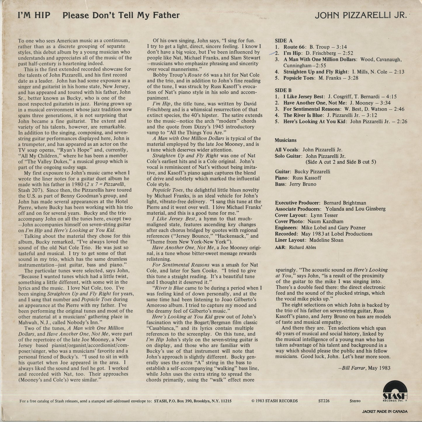 John Pizzarelli, Jr. / ジョン・ピザレリ / I'm Hip (ST 226)