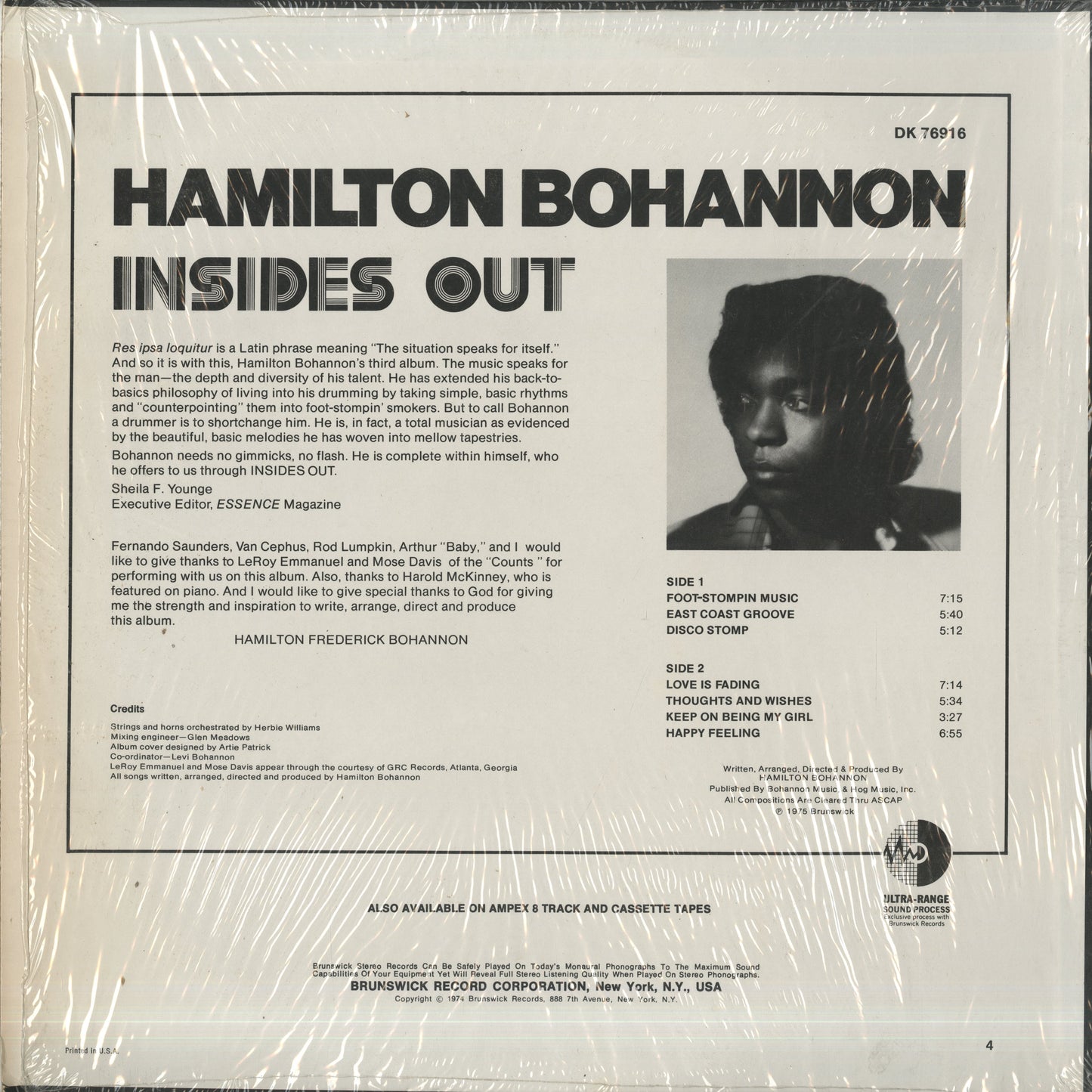 Bohannon / ボハノン / Insides Out (DK 76916)