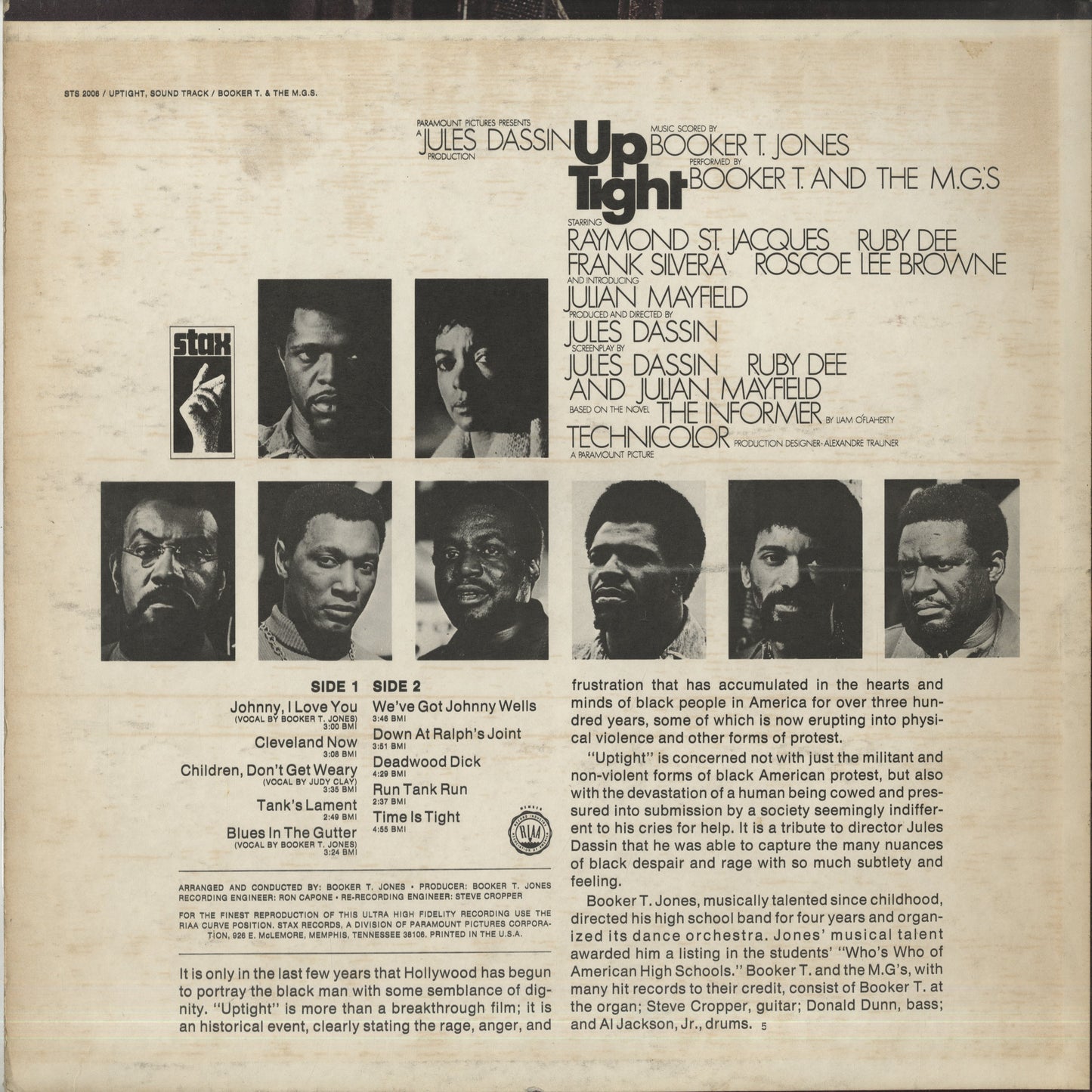 Booker T. Jones And The M.G.'s  / ブッカー・Ｔ・ジョーンズ / Up Tight -OST(STS-2006)
